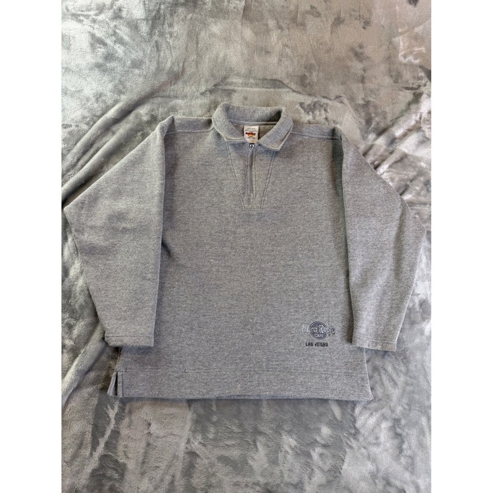 Hard Rock Cafe Las Vegas Quarter Zip Sweatshirt Mens M Gray Long Sleeve